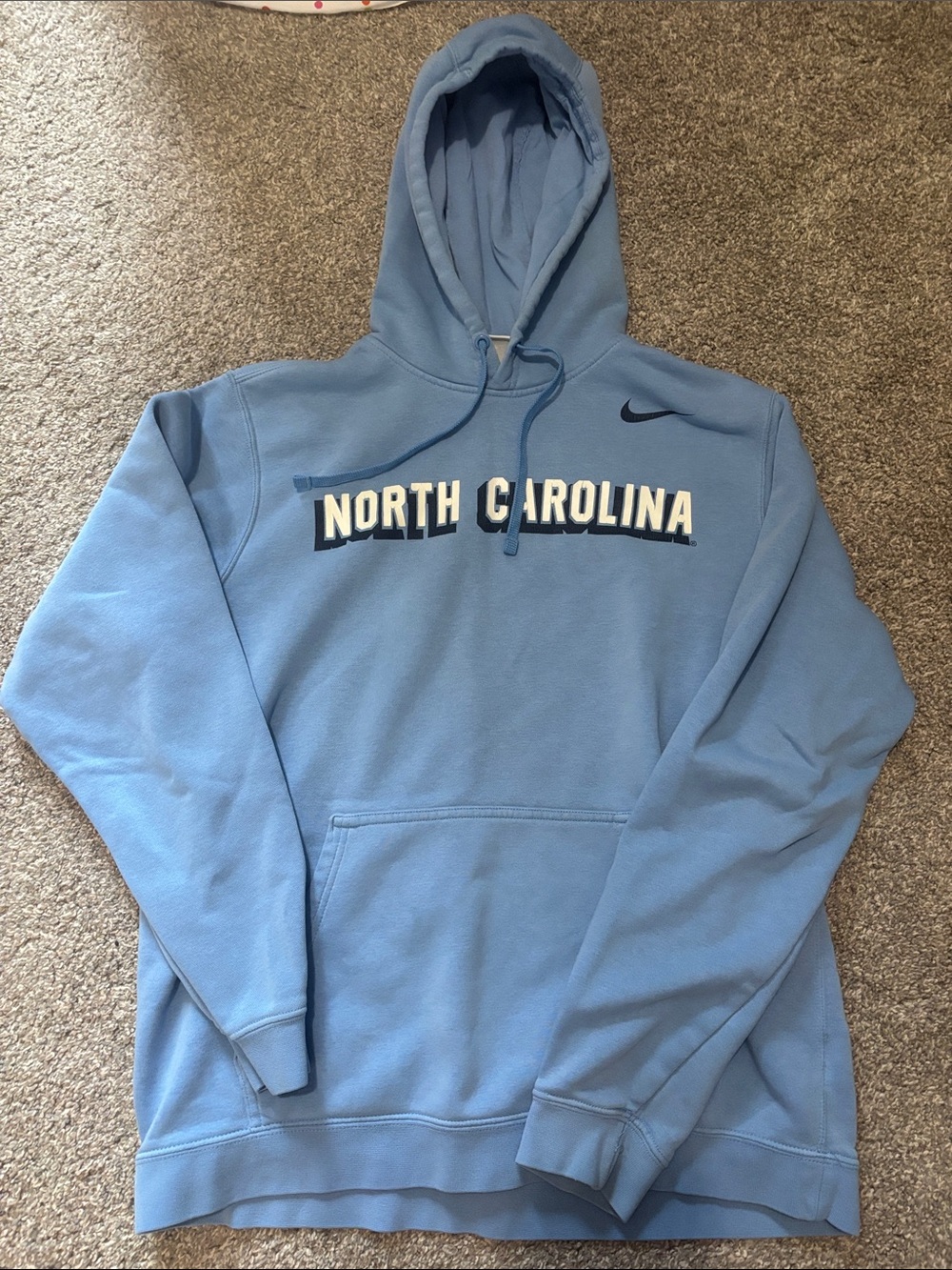 Nike Carolina Blue Hooded Pullover with White Lettering